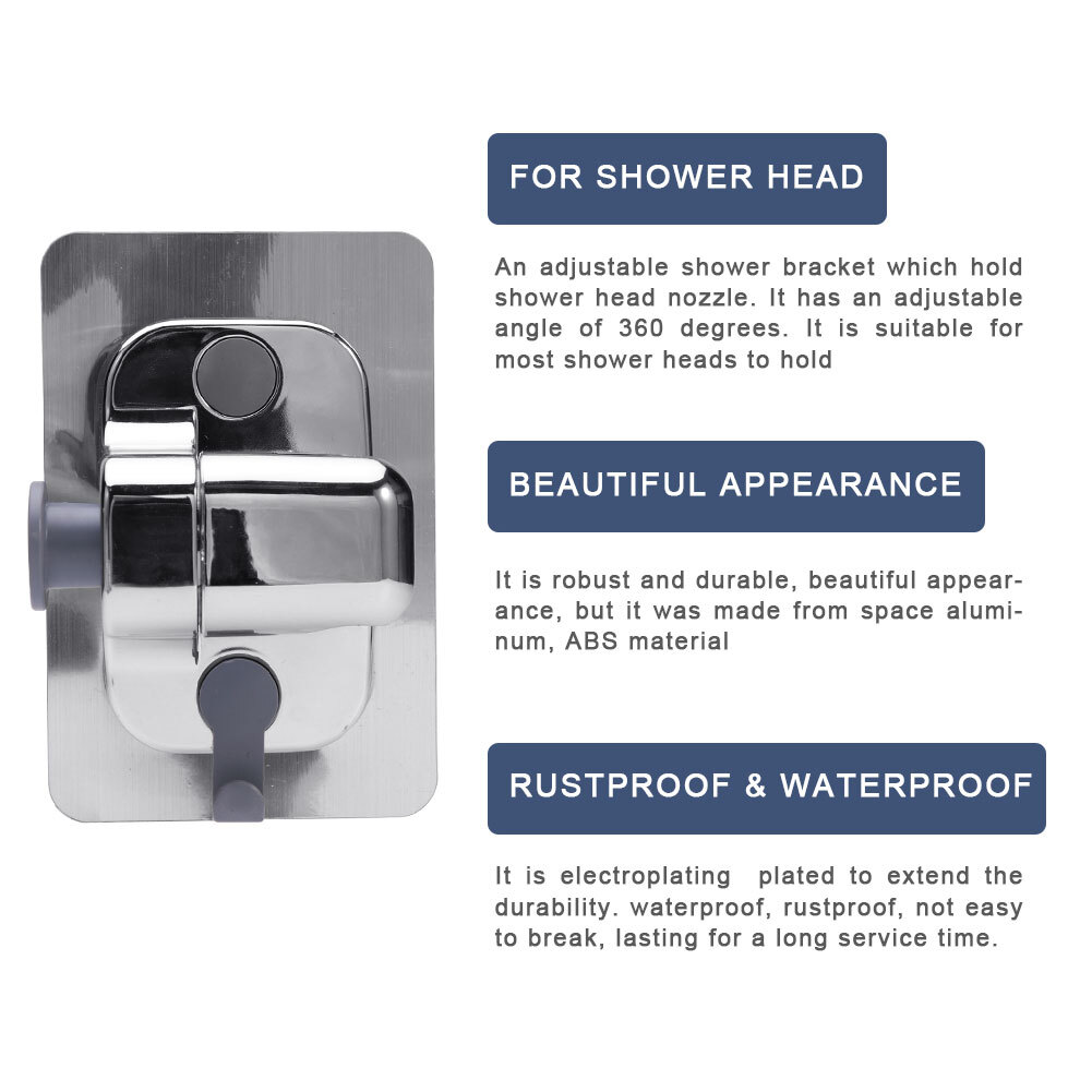 Universal Fit Shower Head Holder Bath Supplies WithStick Wall Mounted