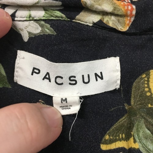 Pacsun Button Up Shirt Mens M Black Floral Short Sleeve Collared Button Front - Picture 10 of 14
