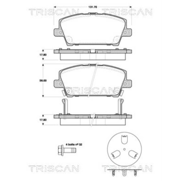 Triscan BremsbeläGe Bremsbelegsatz Vorne FüR Honda Civic Viii Hatchback-image