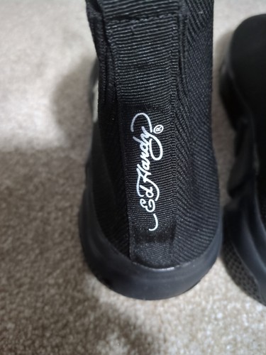 Authentic Ed Hardy Ladies Size 8.5 US Sock Sneakers Black Ankle Boots Geisha - Picture 7 of 9