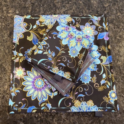 "BLACK TAG HANKS" by Boneshaker - EDC Hankies, Asain Flower Print - Picture 3 of 6