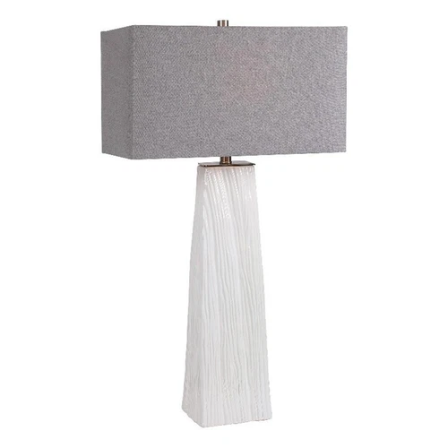 Uttermost Sycamore Contemporary Ceramic Metal and Fabric Table Lamp in White - Picture 1 of 9