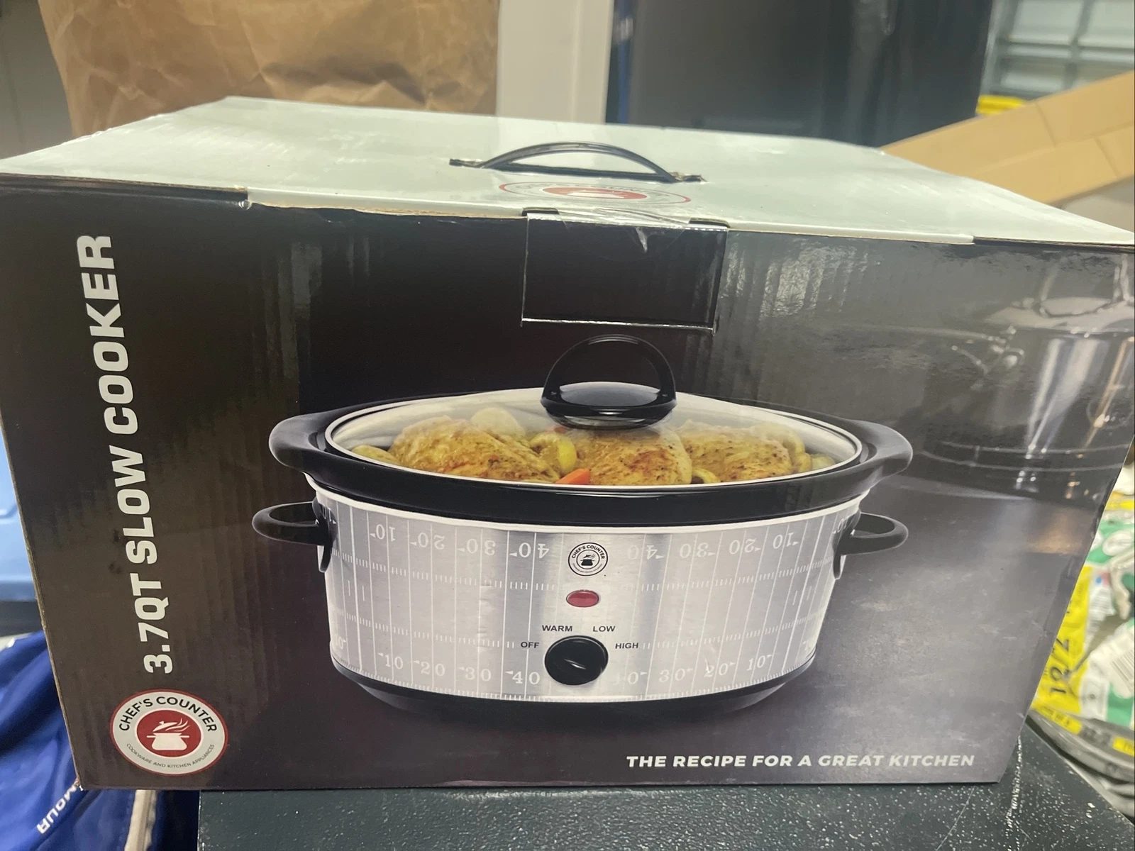 Chefs Counter 3.7 Qt Slow Cooker Removable Stoneware Cook Pot Cool Touch Handle