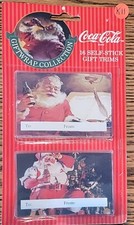 Vintage 1994 Coca Cola Santa Set of 16 Self Stick Gift Tags, NEW - K11
