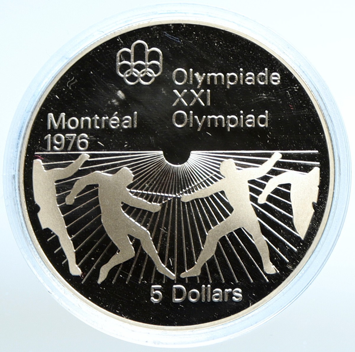 1976 CANADA Elizabeth II Olympics Montreal FENCING Proof Silver $5