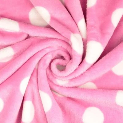 Tissu En Fleece Doux Double Face À Pois Roses - Photo 1/3