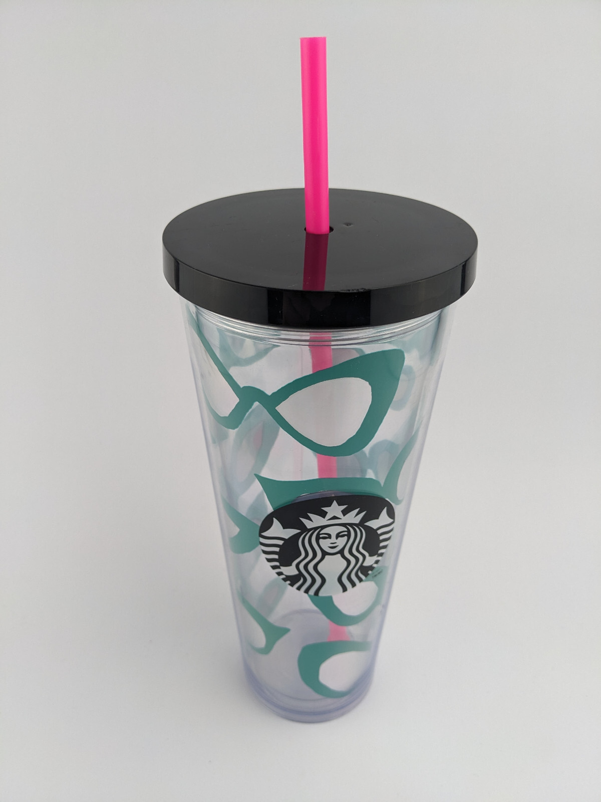 Starbucks 2014 Summer Teal Cat Eye Mirrored Sunglasses with 24oz Tumbler-image