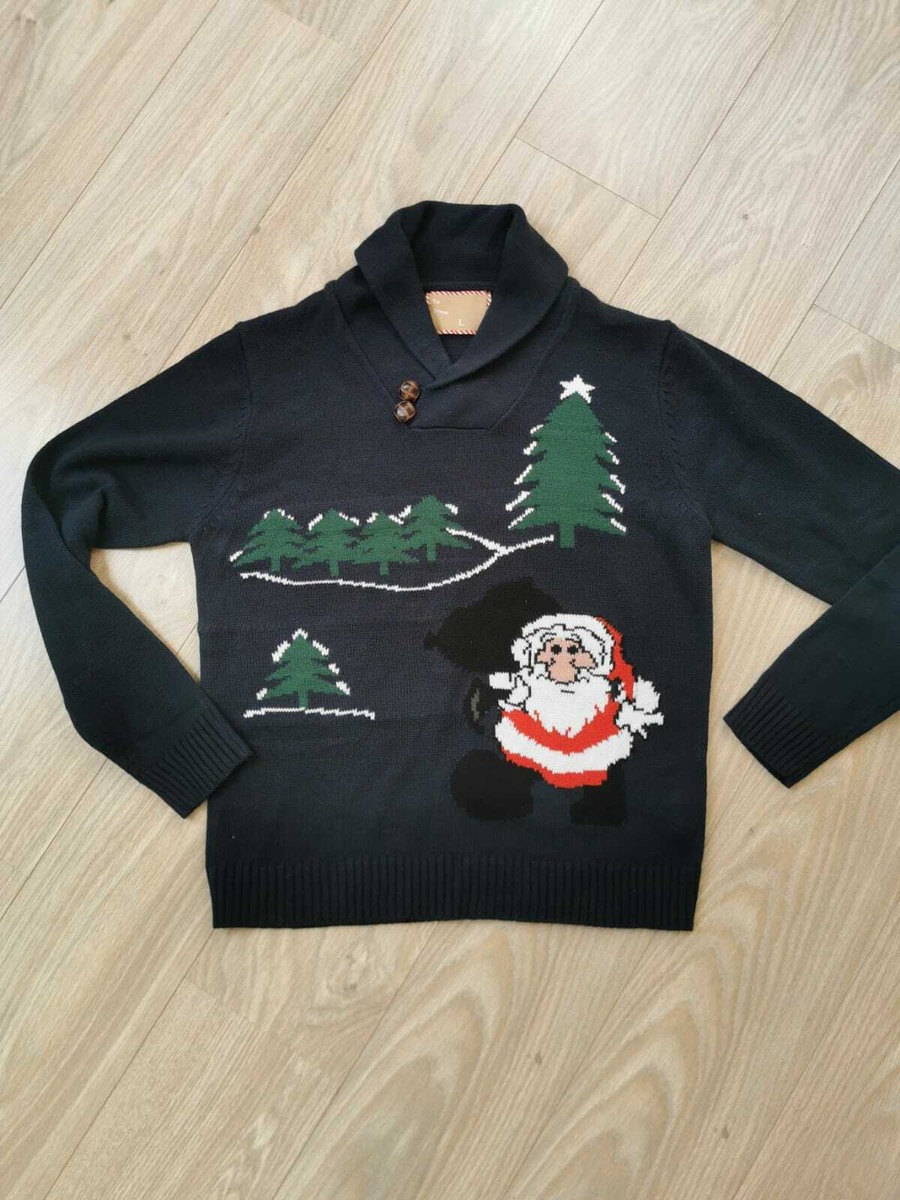 Mens Christmas Jumper New With Santa Claus Size L - Main Image