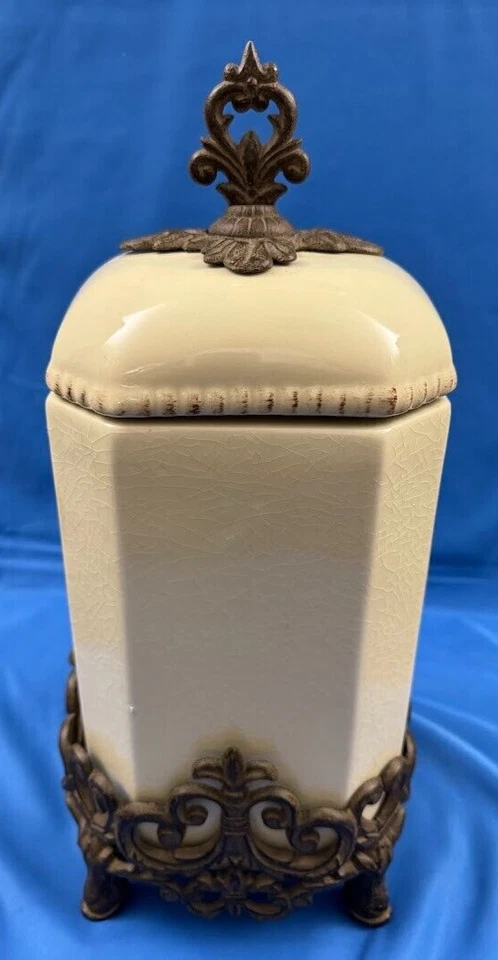 Проверенный G G коллекции коричневый бежевый керамический 4 канистры основание металлический акант - Изображение 4 из 4