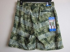 Kirkland Signature Men's Stretch Swim Shorts Size L - Green Palm Stripe NWT 