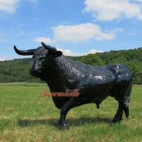 Stier Figur Schwarz Skulptur Werbefigur Dekofigur Deko Statue Rodeo Lebensgroß
