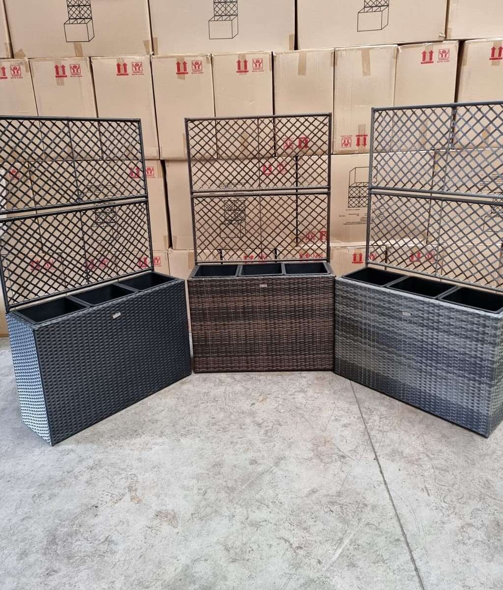 Polyrattan Blumenkbel mit Rankgitter Blumenkasten Rankhilfe Spalier  Pflanzkbel | eBay.de