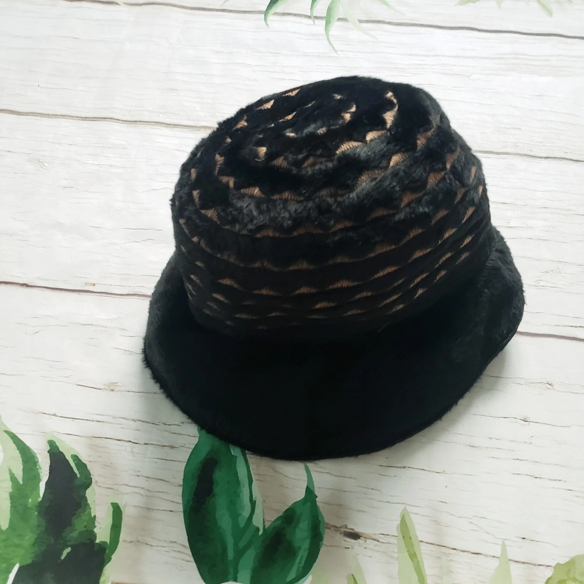 1960s Black Faux Fur Bucket Hat | Vintage Mod Winter Hat | MCM Style Faux Fur Bucket Black Vintage Hats for Women for sale | eBay main image 2