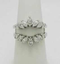 1.00CT Diamond Marquise Enhancer Guard Wrap Insert Ring 14K White Gold Over