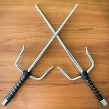 2PCS 18" Japanese Oni Ninja Metal Martial Arts Octagon Sai Set Cosplay Xmas Gift