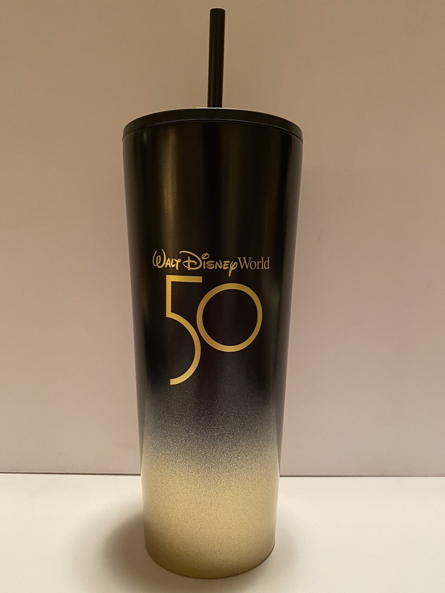 NWT Walt Disney World Starbucks 50th Anniversary Luxe Black & Gold Tumbler  Cup | eBay