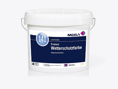 MEGA 141 Protect Wetterschutzfarbe Wetterbeständig Wasserbasiert Weiß 5 Liter