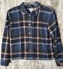 CHRISTOPHER & BANKS Women's Size M Blue Paid Velour Button Front Jacket, L/S