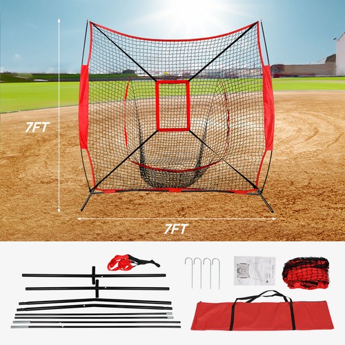 Red de práctica de bateo de béisbol softbol 7x7 ft con bolsa + trípode camiseta de bateo - Imagen 6 de 23