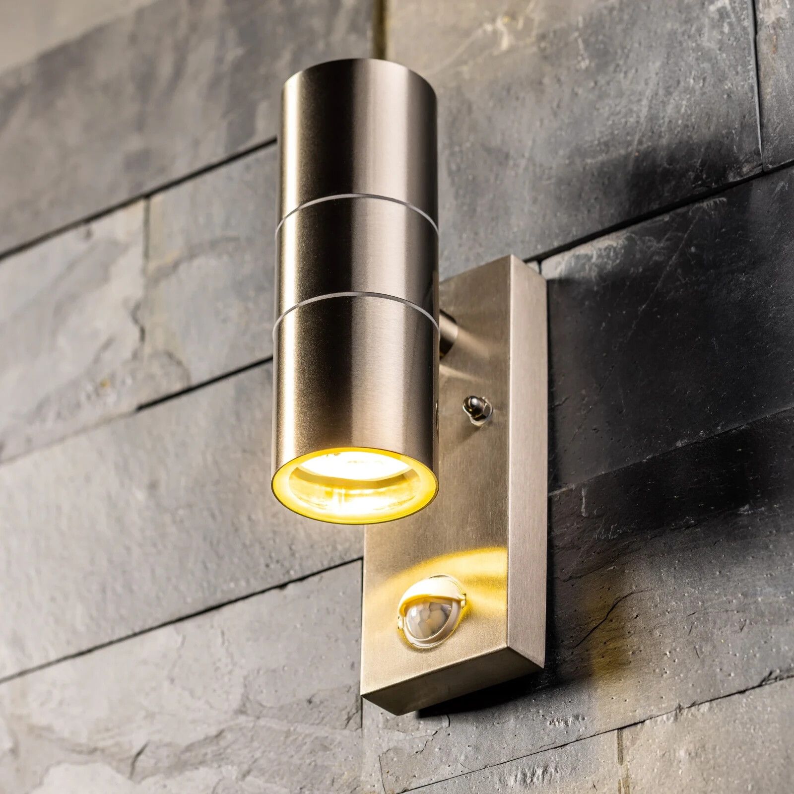CGC ALESHA Stainless Steel Up Down Outdoor Wall Light IP44 with PIR Sensor