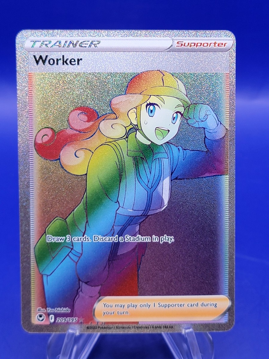 Pokemon TCG Worker Rainbow 209/195 Silver Tempest Secret Rare Full