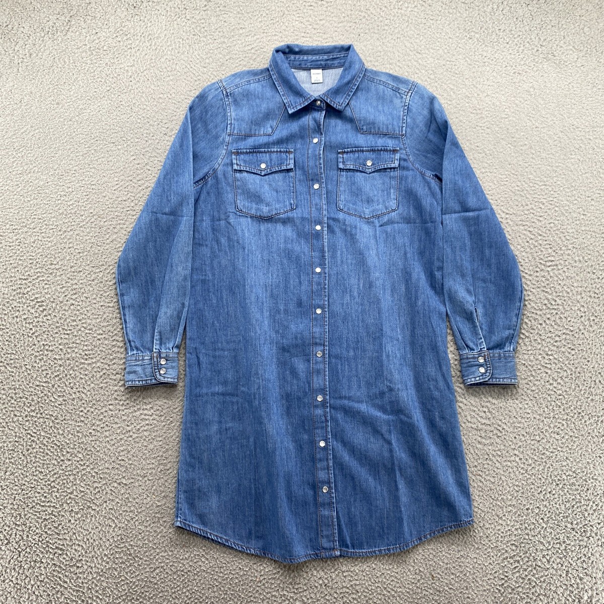 Old Navy Shirt Dress Women's Blue Denim Pearl Snap Western in Size Small |  eBay