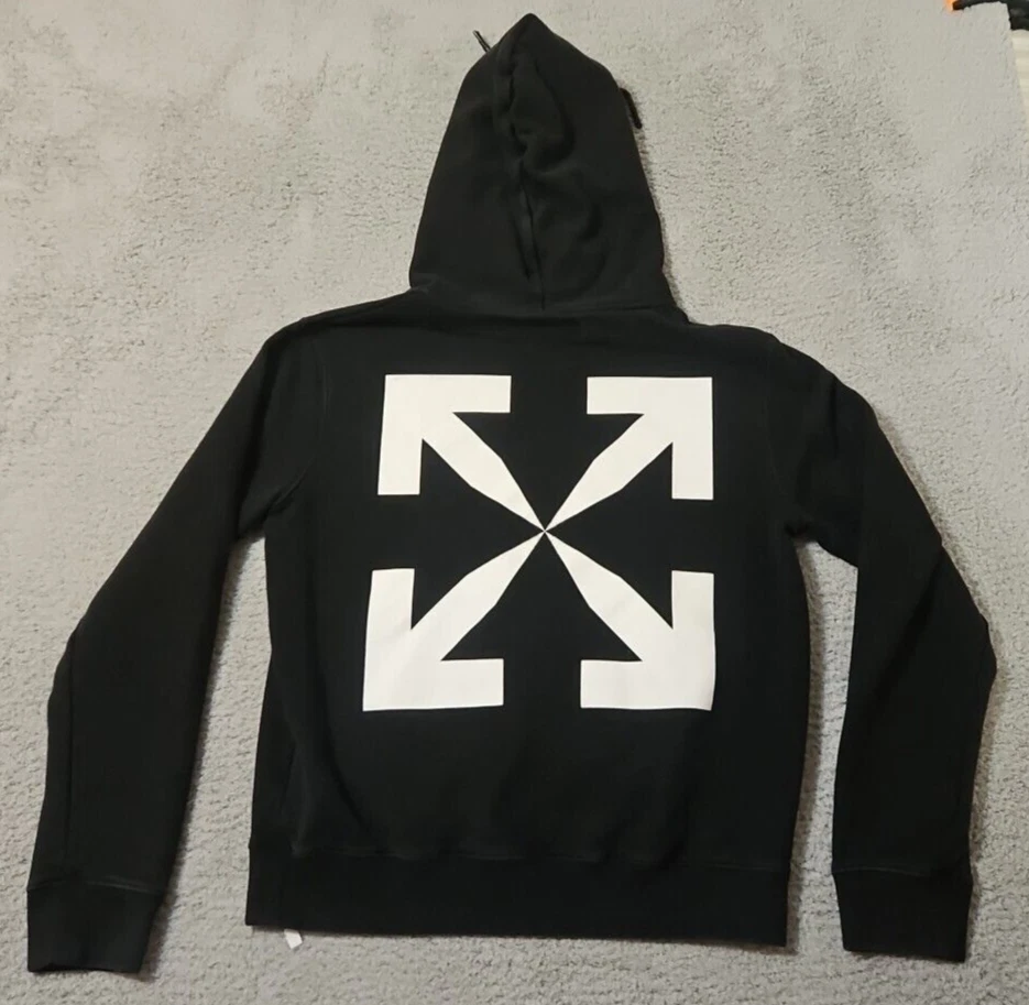 OFF WHITE Felpa con cappuccio uomo Off White stampa Pascal slim scheletro bianco e nero freccia taglia media