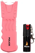 POLICE Stun Gun Burn Pepper Spray Combo for Women Self Defense 916 Pink