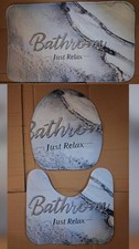 3-Piece Bathroom Set Shower Mat, Bath Mat, Toilet Mat & Seat Cover, Just Relax