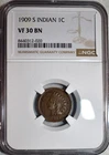 NGC VF-30 BN 1909-S Indian Head Cent, Well-Struck, Chocolate-Brown, Key-Date!