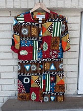 Vintage 80s Jessica Howard Shirt Dress Women's Size 8 Art to Wear Patterned