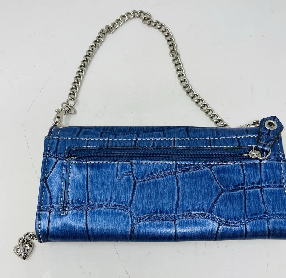 Cartera sin asas Kathy Van Zeeland cadena plateada asa extraíble azul Foto 4 de 4