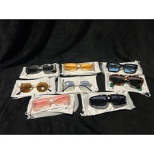 Set of 8 Vintage-Inspired Geometric Sunglasses Multicolor Unisex