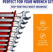 3020 Standard 15 Piece Wrench Rack, Tool Organizer for Tool Box, Tool Cart or...
