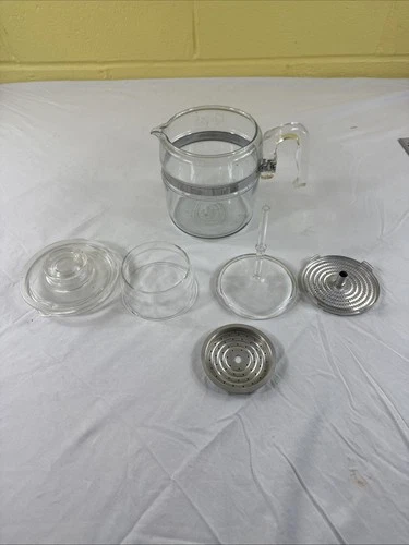 Vintage Pyrex 7756-B Flameware 6 Cup Percolator Glass Coffee Pot & Lid Complete
