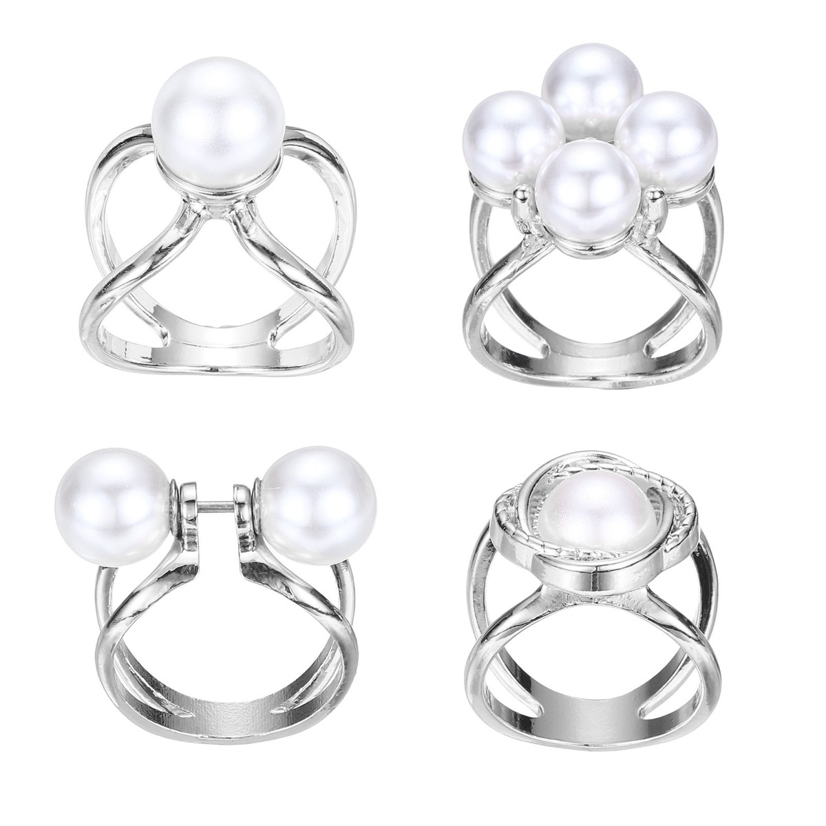 Scarf Ring, Metal Pearl Flower Scarf Clip and Slides for Women