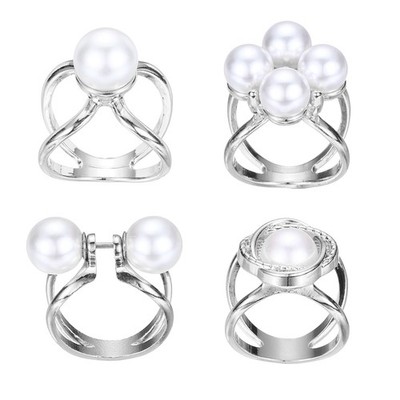 T*s様 P102-16 アクセサリー 3点 まとめ売り ブローチ スカーフリン Scarf Ring, Metal Pearl Flower Scarf Clip and Slides for Women