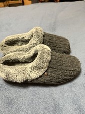 Skechers BOBS Memory Foam Slippers Shoes Womens 8 Gray Knit Faux Fur Clog