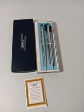 Vintage Cross 3501 Chrome Pen and Pencil Set with Box 2 Pen Refills Black READ