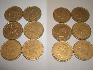 205j SPANIEN ESPANA 6 x 100 Pesetas Juan Carlos versch. Jahr