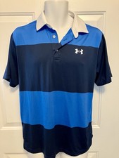 Men s Under Armour Polo Shirt Size Medium Blue Colorblock The Playoff Golf