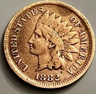 1882 Indian Head Cent Pre 1890 Date Strong Reverse Penny BN1415