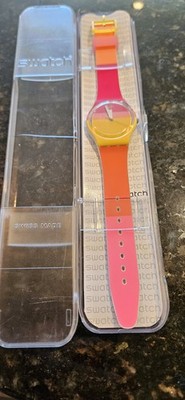 SWATCH MEN'S ROUG'HEURE OMBRE SHADES OF PINK  ORANGE YELLOW
