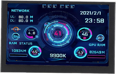 IPS USB Mini Screen, 5In IPS PC CPU Data Monitor USB Type C for AIDA64 Temperatu