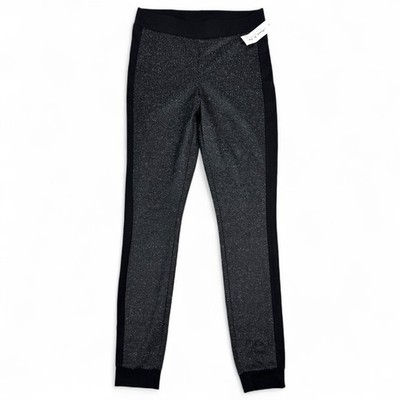 Anna & Ava Jogger Pants Womens M Medium Black Shimmer Tapered Stretch NWT