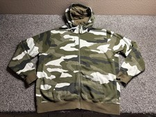 Nike Club Hoodie Camo Men XL Tall Green Full Zip Fleece Sweatshirt BV3622