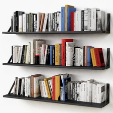 Floating Shelves 36 Inches Long 8 in Deep Set of 3, Large Wall Shelf for Bedr...