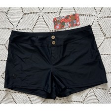 Hapari Black Swim Cover Shorts XS Button Fron...