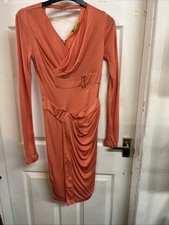 Versace Jeans Dress Orange Size S Long Sleeve Gold Detail