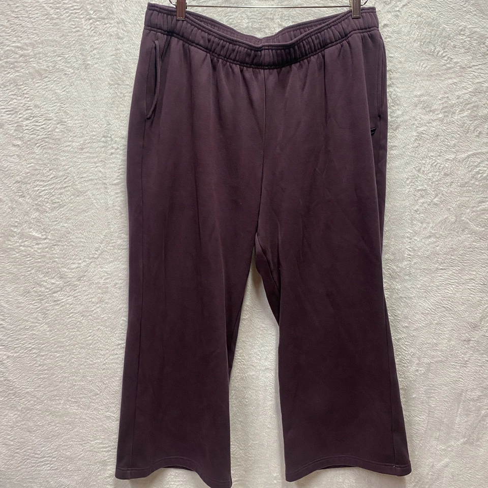 Fabletics Cozy Fleece Tracksuit Set Womens 2X Plus Deep Plum Wide Leg High Rise - Image 2 of 4